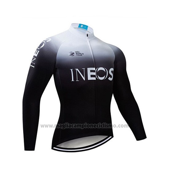 2019 Abbigliamento Ciclismo Castelli Ineos Bianco Nero Manica Lunga e Salopette